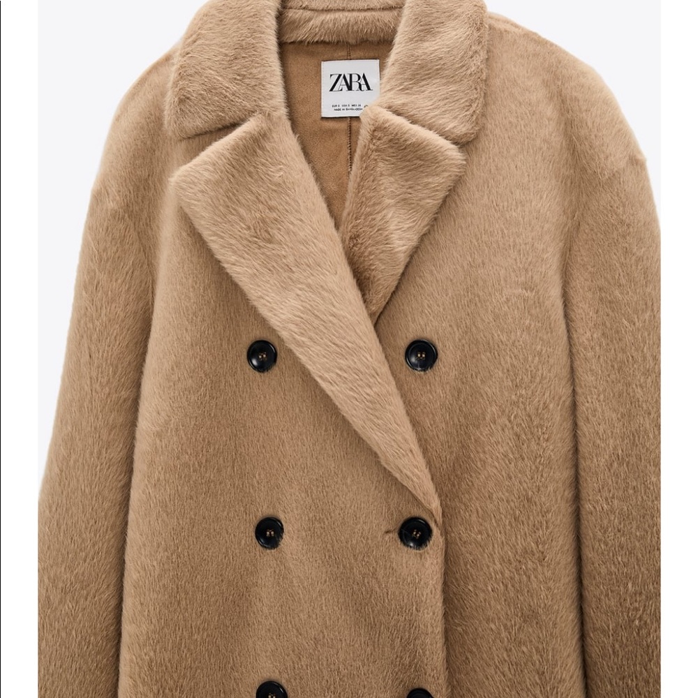 Zara Faux Fur Double Breasted Coat - Picture 12 of 13